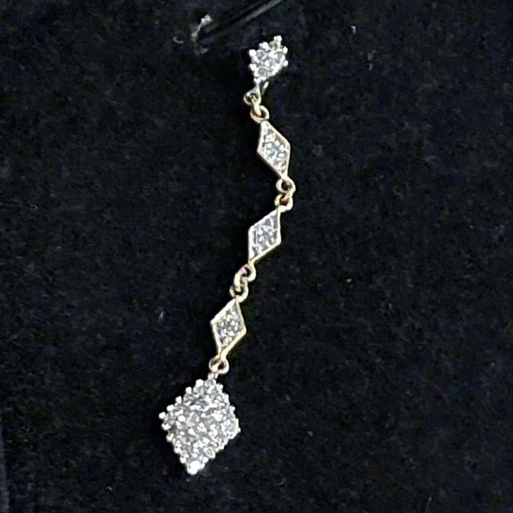 Beautiful Solid 10K YELLOW GOLD 1cttw LONG DIAMOND PENDANT NOT SCRAP. - Picture 5 of 11